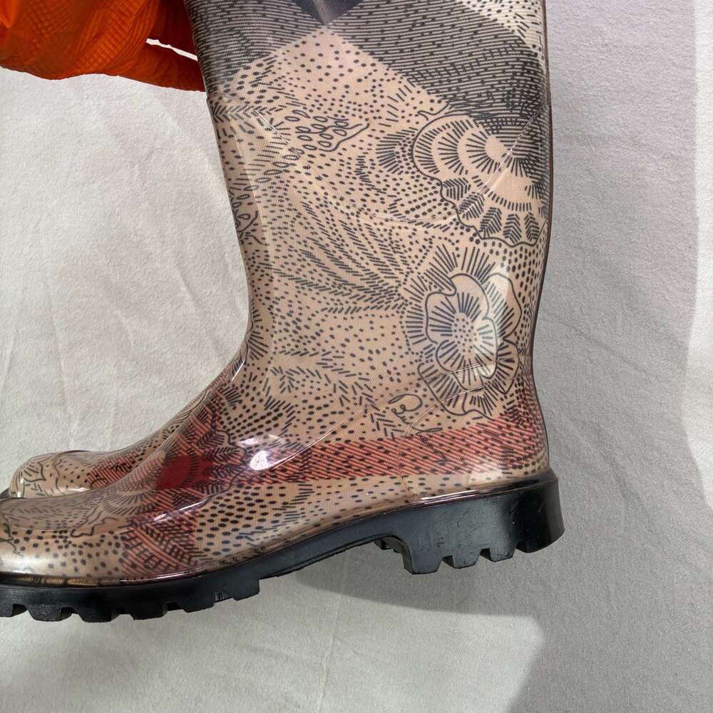 Burberry Floral Check Print Rubber Rain Boots - Picture 7 of 11